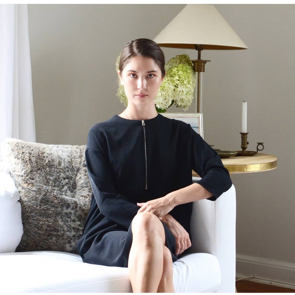 Everlane Japanese GoWeave Front-Zip 3/4 Sleeve Mini Dress in Black - Picture 4 of 13